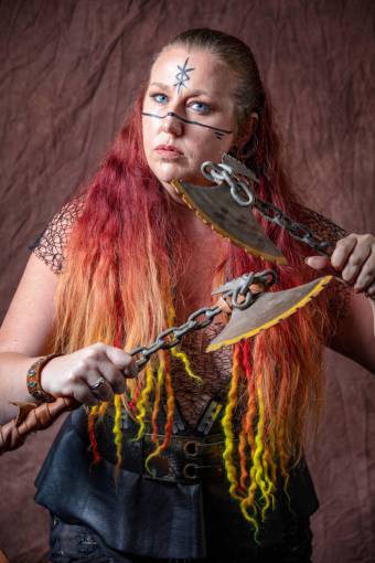running Shot of a Viking woman
