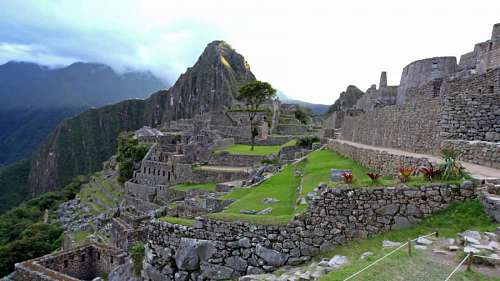 peru Arqueología antigua Inca famoso lugar montaña Machu Pichhu; Cusco; Perú antigua ruina