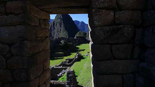 peru Ruina antigua famosa lugar Machu Pichhu; Cusco; Perú antigua arquitectura al aire libre en ruinas