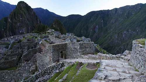 peru Ruina antigua arquitectura paisajística en ruinas famoso lugar Machu Pichhu; Cusco; Perú montaña