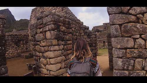 peru Las mujeres famoso lugar turístico hombres culturas ruina antigua Machu Pichhu, Cusco, Perú
