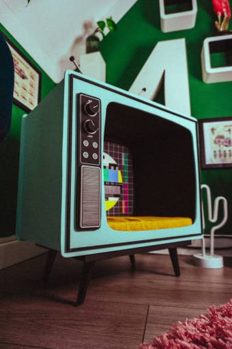mesa tecnología de mesa interior vintage;equipo de tv