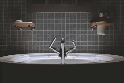 tap-to-pay bathroom  sink  faucet  tap  water  backsplash  tiles