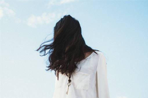 brunette key  necklace  woman  girl  people  long hair  brunette