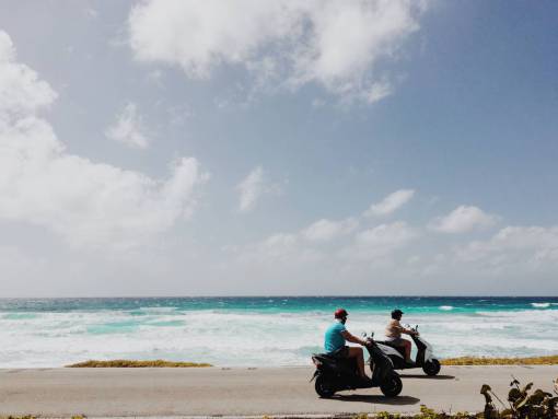 motorcycle-racing motorcycle  men  guys  sea  waves  nature  clouds