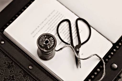 repair-shop vintage  sewing  kit  needle  scissors  book  rustic
