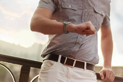 shorts watch  time  belt  pants  shirt  man  guy