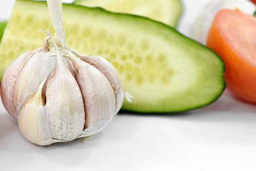 garlic whole cross vegetable cucumber section close ingredients healthy health