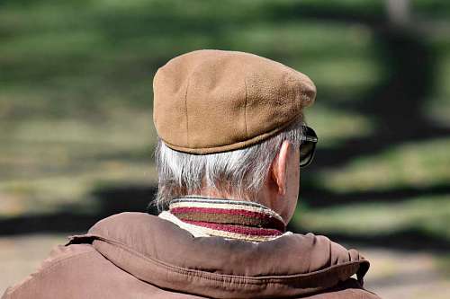 scarf hat sunglasses grandfather alone clothes portrait side kb