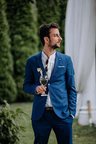 tuxedo tuxedo suit  beard  businessman  white wine 
