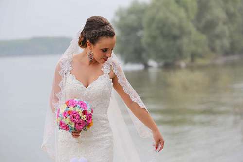 wedding dress  wedding bouquet  lady  bride 