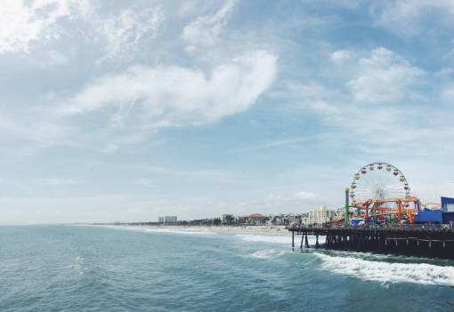 ferris-wheel beach  ocean  sea  water  waves  blue  sky