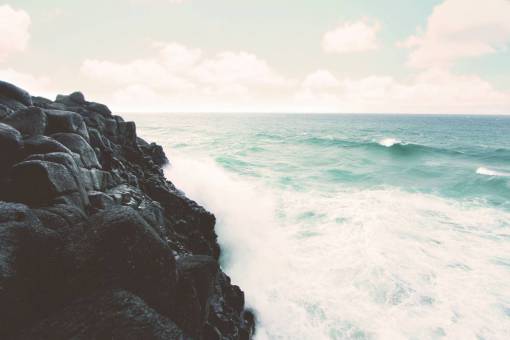 beach  ocean  sea  waves  water  horizon  rocks