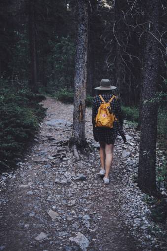 gente oscura sola niña caminando senderismo bosque