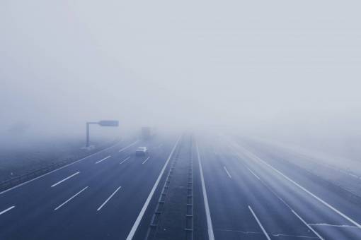 freeway  fog  vehicle  road  lane  car  path