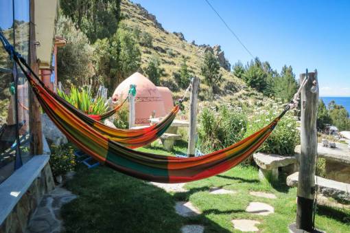 chilly hammocks  Las Olas Suites  Copacabana  Bolivia  relaxing  chilling  grass