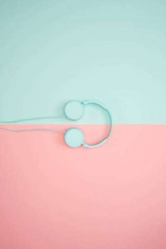 auriculares auriculares música colores pastel azules rosas minimalistas música