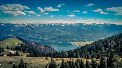 picturesque nature  landscape  mountains  summit  peaks  forests  trees