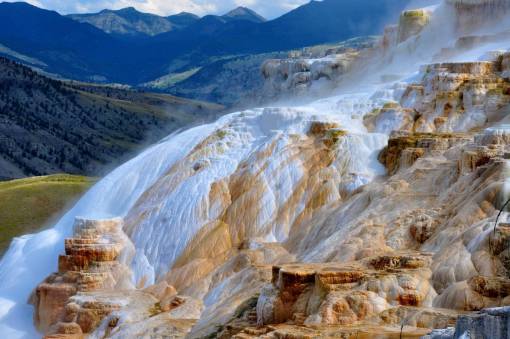 lush nature  landscape  mountains  summit  peaks  waterfalls  water