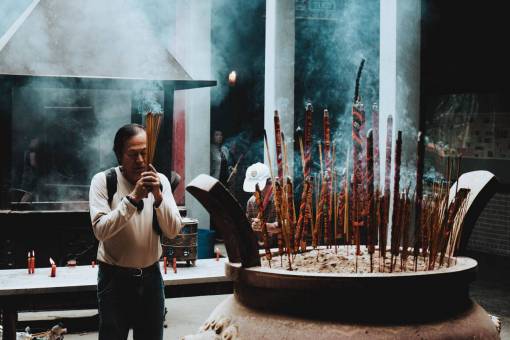 ritual people  man  smoke  stick  fire  ritual
