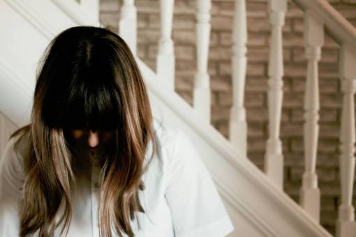 bang people  woman  lady  girl  bangs  white  stairs
