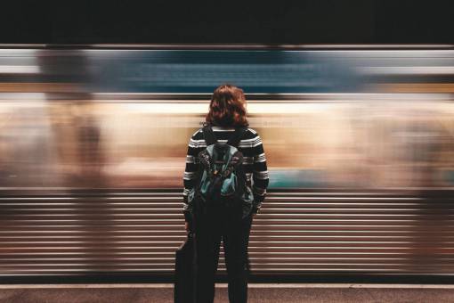 people  woman  wait  train  station  subway  vehicle