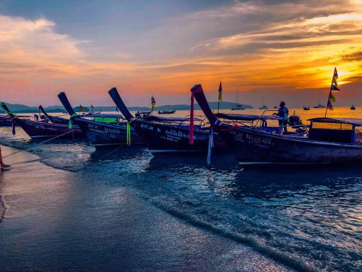thailand Thailand  sunset  sky  clouds  beach  boat  sea