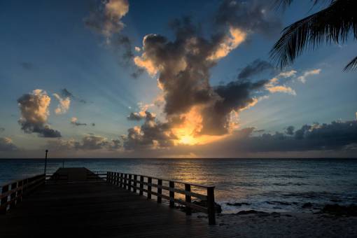 tropical  pier  sunset  water  ocean  clouds  peaceful