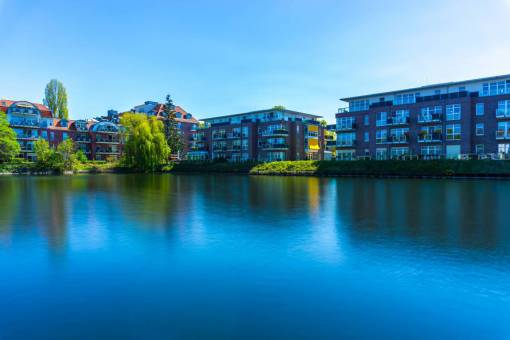 arquitectura edificio infraestructura ciudad cielo azul lago