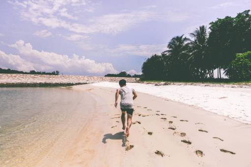 shorts boy  guy  running  beach  sand  shore  footprints