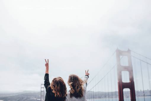 peace  girls  women  people  golden gate bridge  San Francisco  architecture