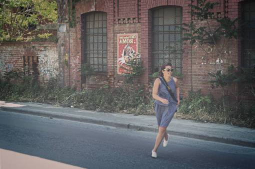 abandoned people  woman  run  shades  sunglasses  building  establishment