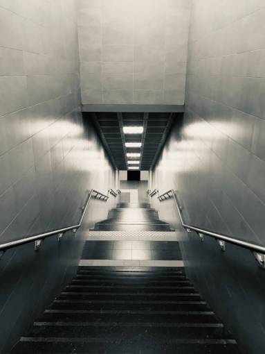 perspective Subway staircase in black and white