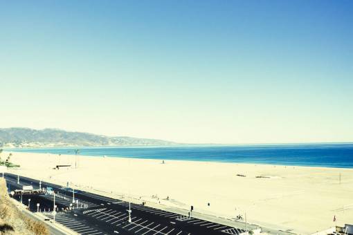 boardwalk beach  sand  water  ocean  blue  sky  sunshine
