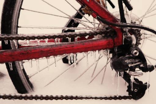 congelado bicicleta congelada hielo bicicleta rueda cadena fría