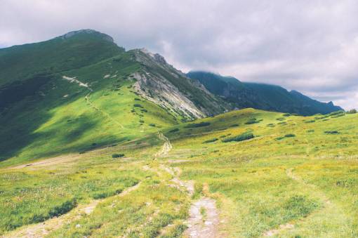 trekking hierba verde montañas colinas senderismo sendero