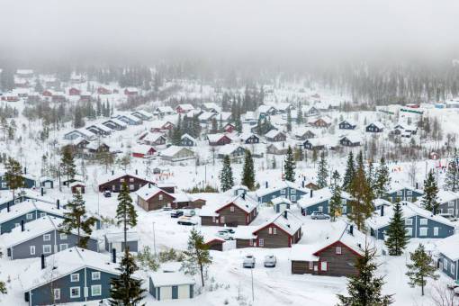 houses  village  snow  cold  winter  car  vehicle