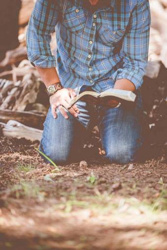 knees man  reading  cotton  shirt  watch  book  bible