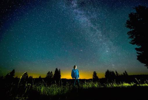 naturaleza árboles hierba cielo noche estrellas gente