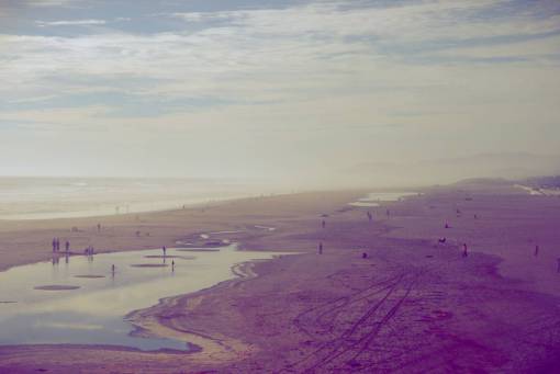 tide sky  clouds  beach  ocean  water  people  tracks