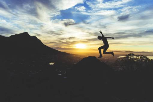 sunset  silhouette  jumping  guy  man  people  landscape