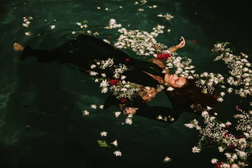 woman  girl  lady  people  swim  float  submerged