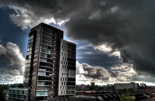 highrise buildings  highrise  city  tower  sky  clouds  hdr

