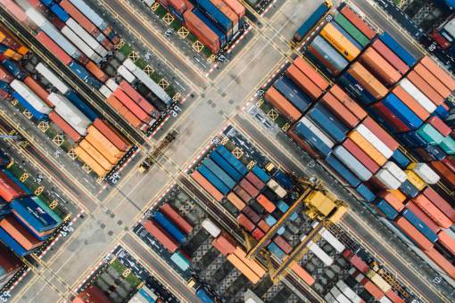 block-shape container  van  aerial  view  block  street

