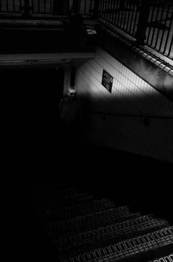 dark  black and white  monochrome  architecture  road  people  tunnel