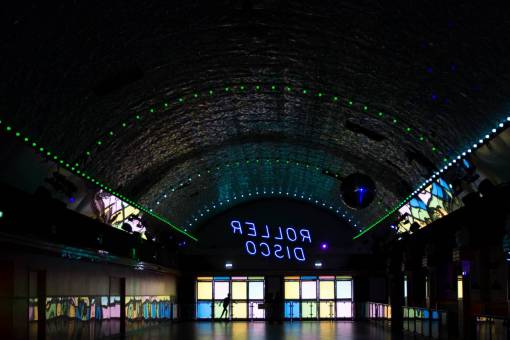 dome-architecture dark  inside  gym  roller  disco  building  mirror