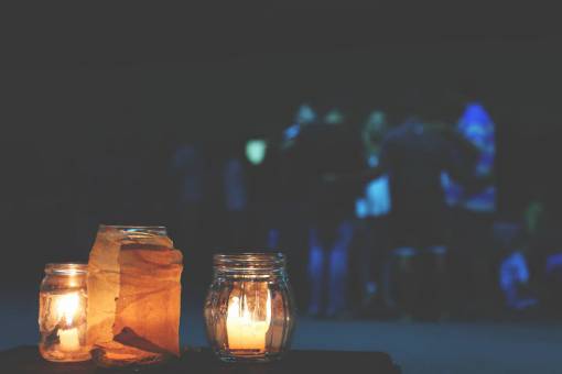 luz de la calle Tarro de cristal con luz de vela de lámpara de noche oscura