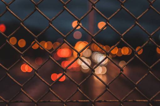 fence  steel  wire  street  road  lights  bokeh