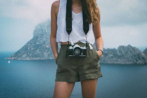 shorts girl  woman  photographer  camera  lens  shorts  tank top