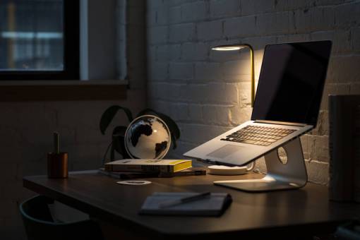 globe-navigational-equipment macbook  computer  desk  modern  office  window  business